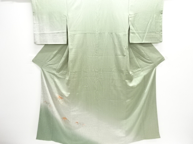 JAPANESE KIMONO / TSUKESAGE HOMONGI / EMBROIDERY / BAMBOO GRASS